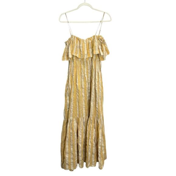 THREE GRACES LONDON Ida cold-shoulder metallic striped linen-blend maxi dress - Picture 8 of 12